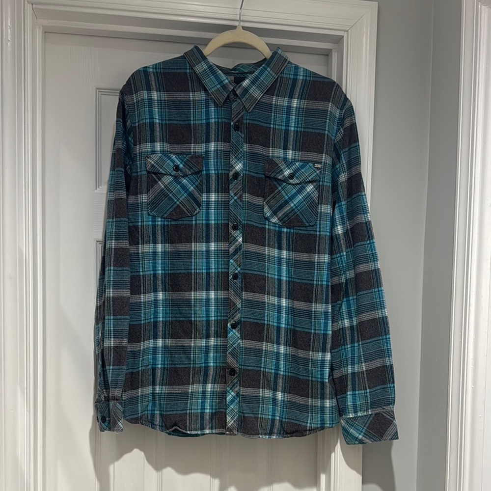 O'Neill Teal and Black Plaid Men's Shirt